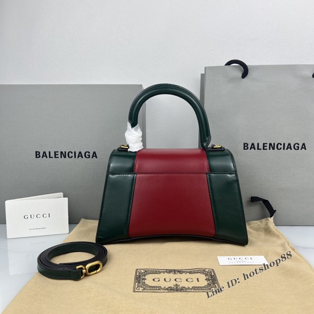 Balenciaga專櫃爆款手提肩背沙漏包 巴黎世家Balenciaga&GUCCi沙漏包紅/綠拼色 fyj1060